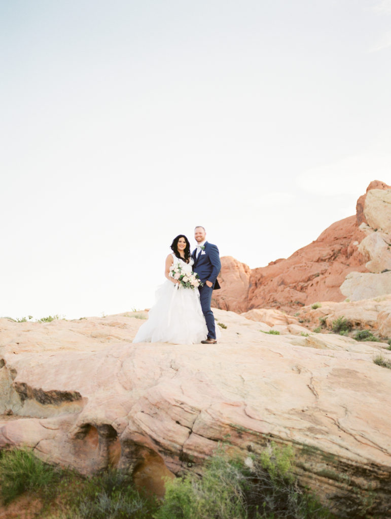 Bride and Groom on top of rock - Valley of Fire