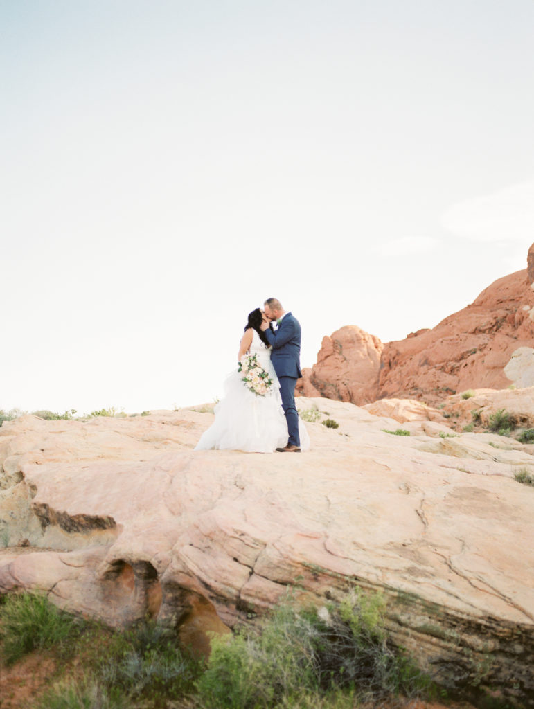 Bride and Groom on top of rock - Valley of Fire