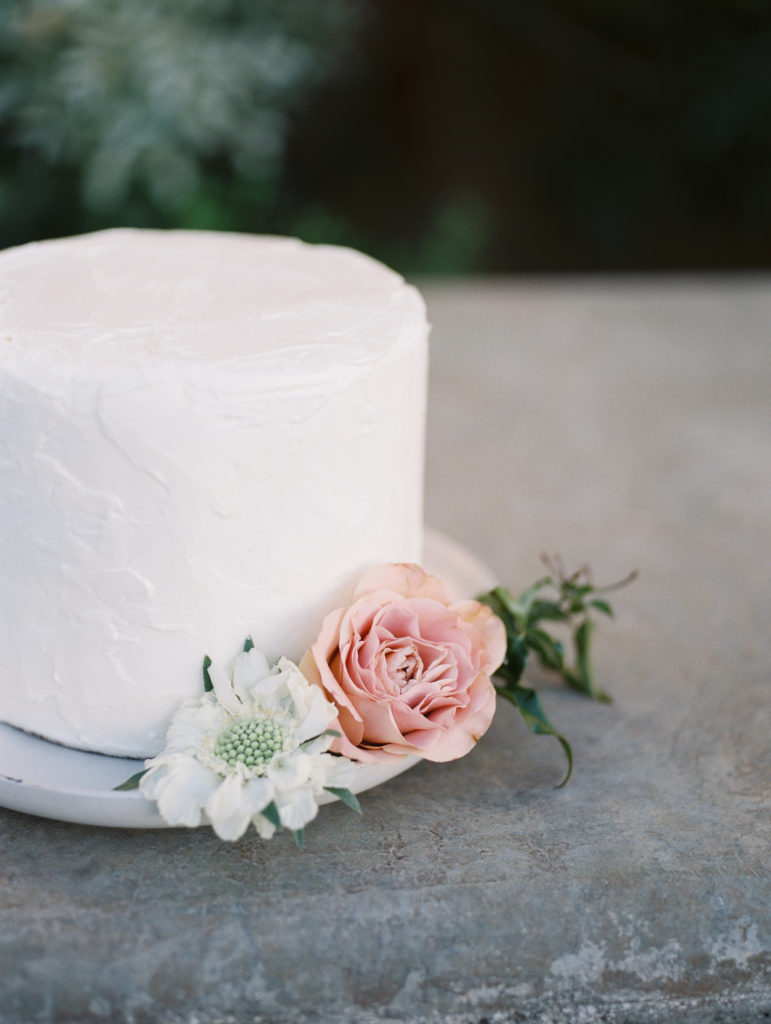 springs preserve wedding, small wedding cake with flowers