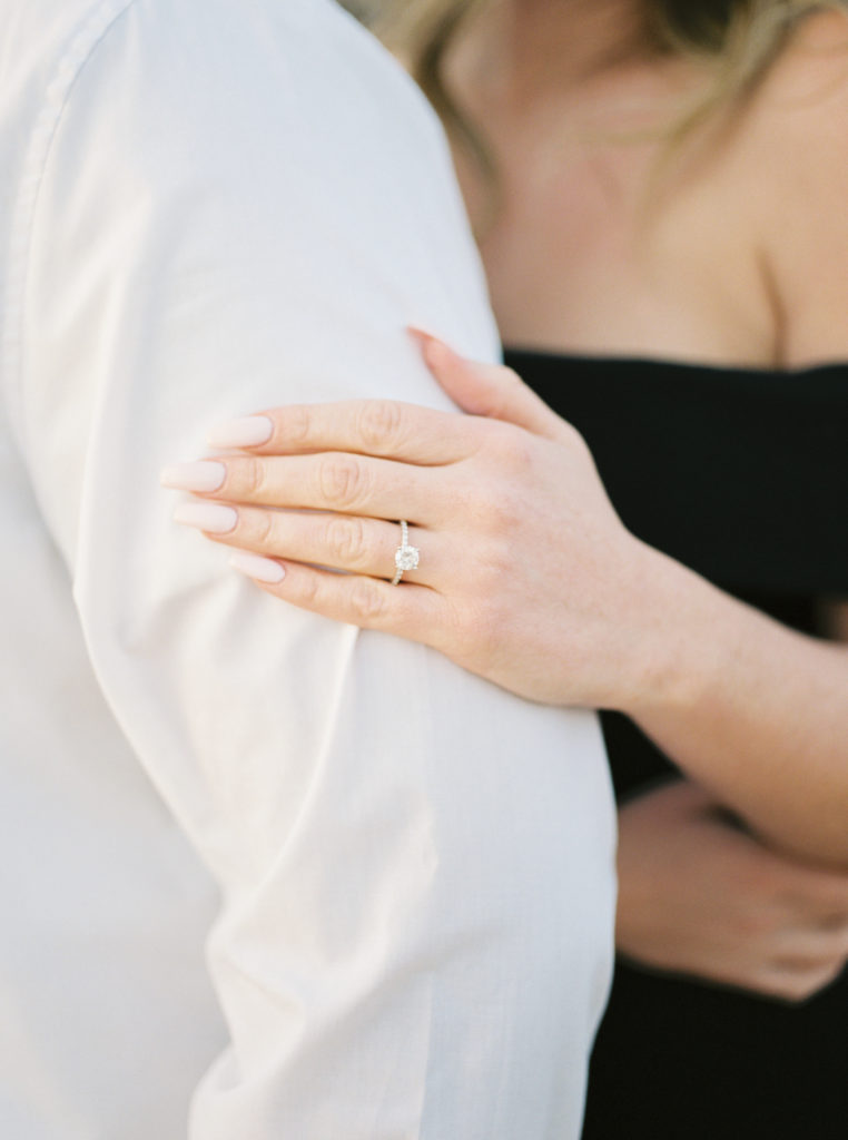 classic desert engagement session ring close up